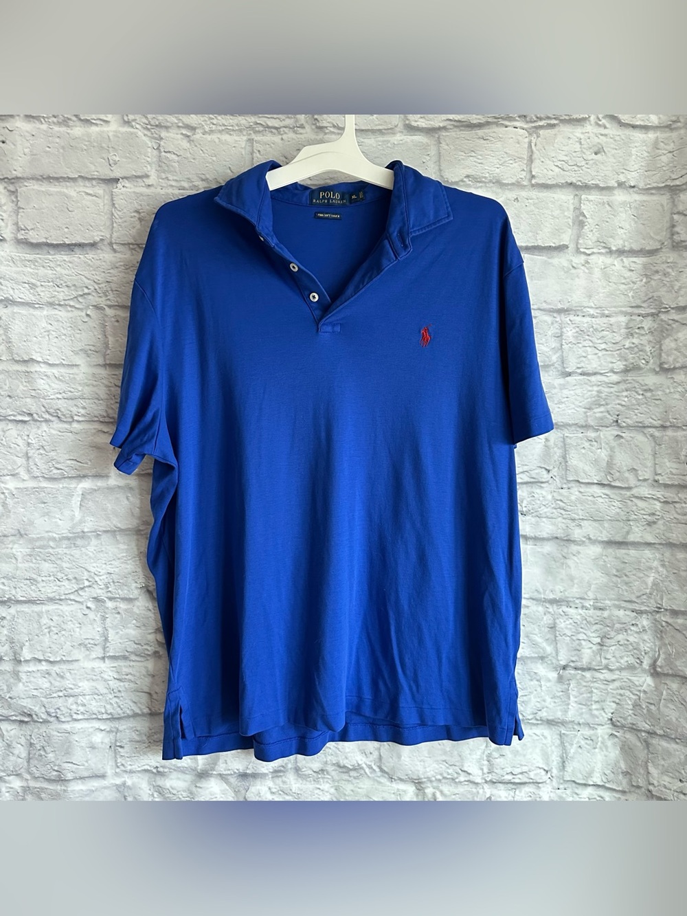 PREOWNED POLO RALPH LAUREN MENS BLUE POLO SHIRT SHORT SLEEVE SIZE XL PIMA COTTON